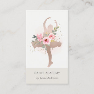 Blush Roos Gold Floral Dancer Academy Logo Visitekaartje