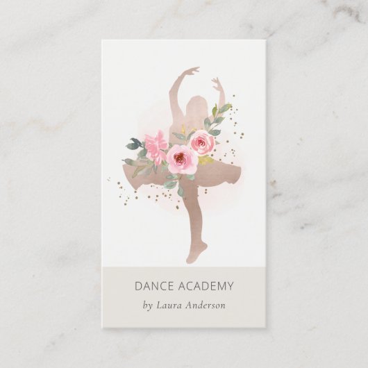 Blush Roos Gold Floral Dancer Academy Logo Visitekaartje (Voorkant)