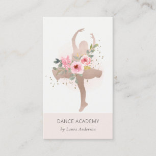 Blush Roos Gold Floral Dancer Academy Logo Visitekaartje