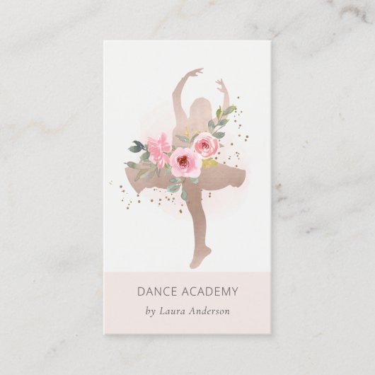 Blush Roos Gold Floral Dancer Academy Logo Visitekaartje (Voorkant)
