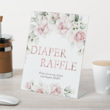 Blush & Roos Gold Floral Diaper Raffle Sign
