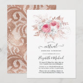 Blush & Roos Gold Floral en Lace Virtual Wedding Kaart (Voorkant / Achterkant)