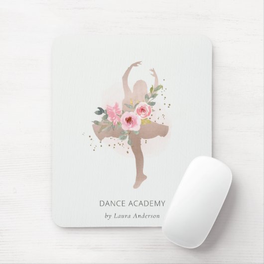 Blush Roos Gold Floral Girl Dancer Academy Muismat (Met muis)
