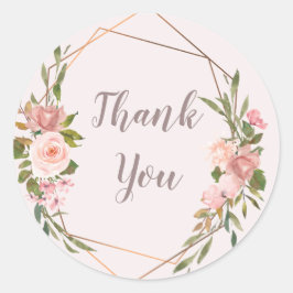 Blush & Roos Gold Floral Hartelijk dank Ronde Sticker