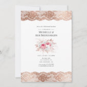 Blush & Roos Gold Floral & Lace Bridesmaid's Lunch Kaart (Voorkant)