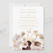 Blush & Roos Gold Floral Peony Butterflies Weddens Kaart (Voorkant)