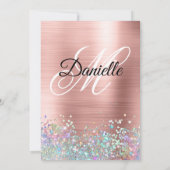 Blush Roos Gold Foil Holo Glitter Fancy Monogram Kaart (Achterkant)