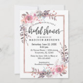Blush & Roos Gold Framed Bridal Shower Invitation Kaart (Voorkant)