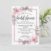Blush & Roos Gold Framed Bridal Shower Invitation Kaart (Staand voorkant)