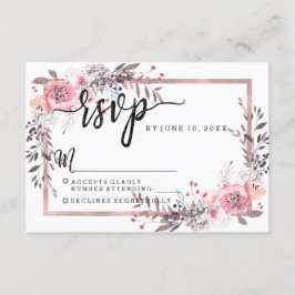 Blush & Roos Gold Framed Wedding RSVP Reactie