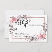 Blush & Roos Gold Framed Wedding RSVP Reactie (Voorkant)