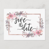 Blush & Roos Gold Framed Wedding Save the Date Aankondigingskaart (Voorkant)