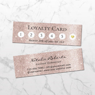 Blush Roos Gold Glitter 6 Punch Customer  Klantenkaartje