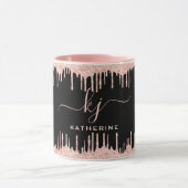 Blush Roos Gold Glitter Drift 2 Monogram Script Co Mok (Midden)