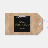 Blush Roos Gold Glitter Floral Weddenschap Cadeaulabel (Voorkant (Horizontaal))