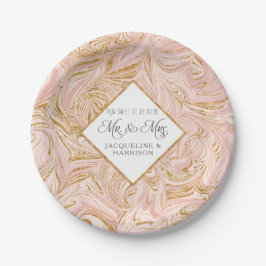 Blush Roos Gold Glitter Marble Weddenschappen Ontv Papieren Bordje