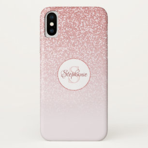 Blush Roos Gold Glitter Monogram Case-Mate iPhone Case