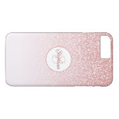 Blush Roos Gold Glitter Monogram Case-Mate iPhone Case (Achterkant (Horizontaal))