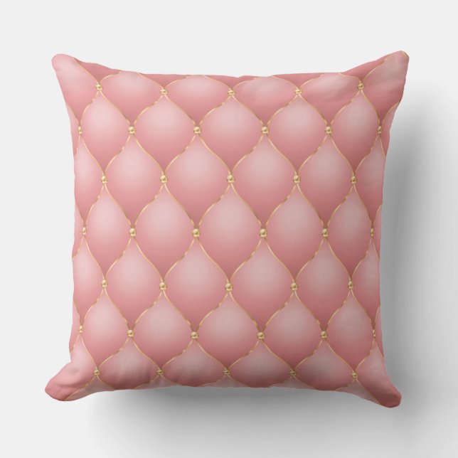 Blush Roos Gold Glitter Ogee Tufted Pillow Kussen (Voorkant)