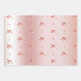 Blush Roos Gold Glitter Palmbomen Inpakpapier Vel