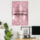 Blush Roos Gold Glittery Folie Verjaardag Welkom Poster (Thuiskantoor)
