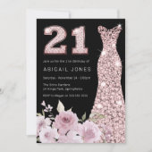 Blush & Roos Gold Gown 21ste Verjaardagsfeest Kaart (Voorkant)