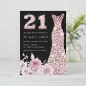 Blush & Roos Gold Gown 21ste Verjaardagsfeest Kaart (Staand voorkant)