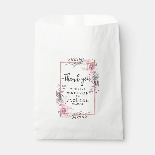 Blush & Roos Gold ingelijst Bloemen bruiloft dank  Bedankzakje (Voorkant)