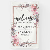 Blush & Roos Gold ingelijst Bloemen bruiloft Welko Spandoek (Verticaal)