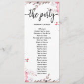 Blush & Roos Gold ingelijst Floral bruiloft progra Programmakaart (Achterkant)