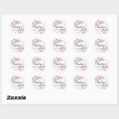 Blush & Roos Gold ingelijst Waterverf bruiloft gun Ronde Sticker (Vel)
