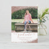 Blush & Roos Gold legant script Afstuderen Kaart (Staand voorkant)