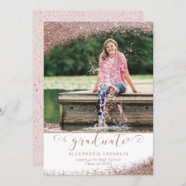 Blush & Roos Gold legant script Afstuderen Kaart