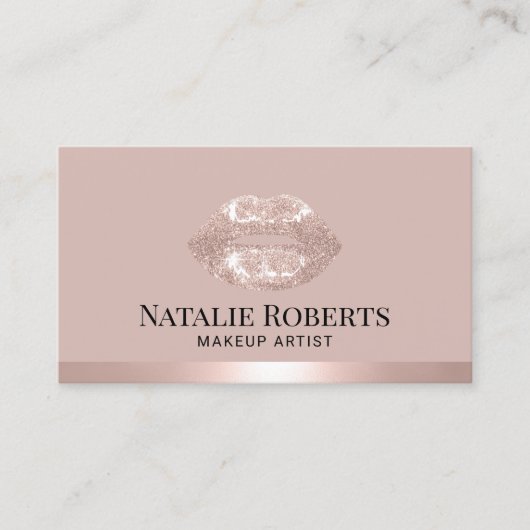 Blush Roos Gold Lips Makeup Artist Beauty Salon Visitekaartje (Voorkant)
