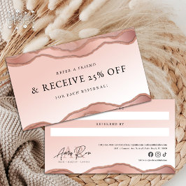 Blush Roos Gold Marble Agate Beauty Referral Kaart Visitekaartje