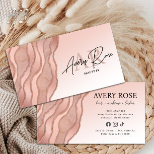 Blush Roos Gold Marble Agate Cosmetologist Beauty Visitekaartje