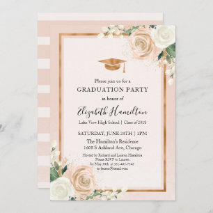 Blush & Roos Gold Modern Floral Gradual Party Kaart