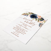 Blush Roos Gold Navy Brunch en brabbel Bridal Folie Uitnodiging (Gedraaid)