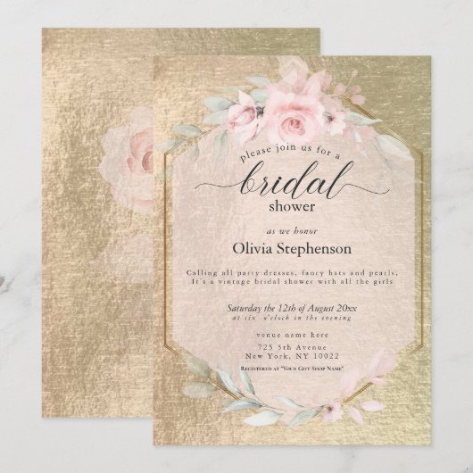 Blush Roos Gold Pampas Grass Kaart (Voorkant / Achterkant)