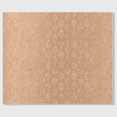 Blush Roos Gold Peach Copper Floral Damask Cadeaupapier (Vlak)
