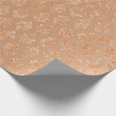 Blush Roos Gold Peach Copper Floral Damask Cadeaupapier (Hoek)