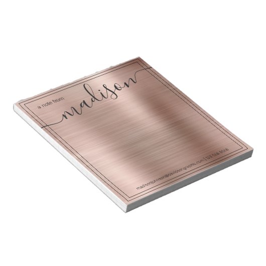 Blush Roos Gold persoonlijke naam op kantoor van Notitieblok (Schuin)