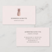 Blush Roos Gold Pineappel Tropisch onroerend goed Visitekaartje (Voorkant / Achterkant)