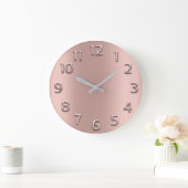 Blush Roos Gold Pink Lux Metallic Arabic Number Grote Klok (Huis)
