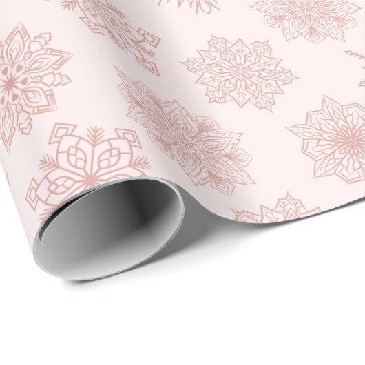 Blush Roos Gold Pink Winter Feestdagen Cadeaupapier (Rol Hoek)