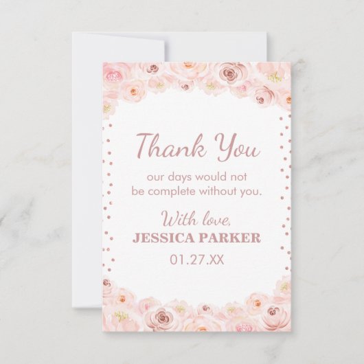 Blush Roos Gold Polka Dots verrassende feestdag Bedankkaart (Voorkant)