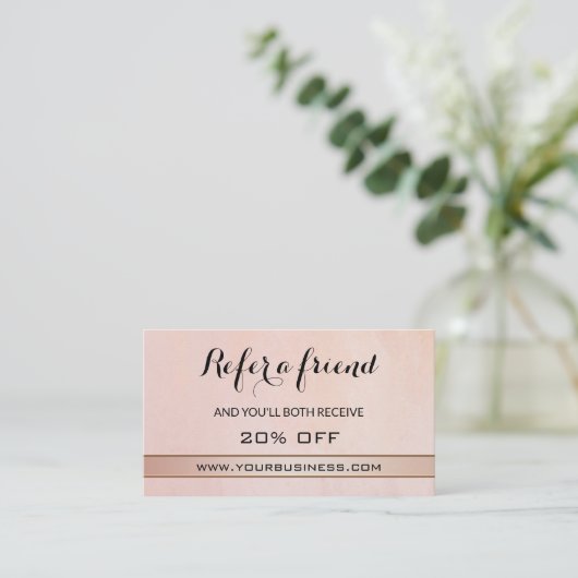 Blush Roos Gold Reference Visitekaartje Aanbevelingskaartje (Staand voorkant)