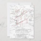 Blush Roos Gold Script Marmeren Repetitie Uitnodig Kaart (Voorkant)