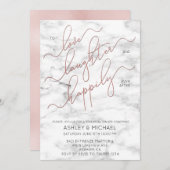 Blush Roos Gold Script Marmeren Repetitie Uitnodig Kaart (Voorkant / Achterkant)