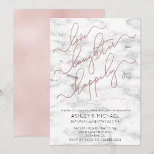 Blush Roos Gold Script Marmeren Repetitie Uitnodig Kaart